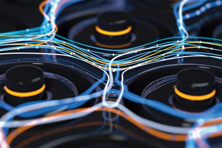 Interconnected battery cell illustration